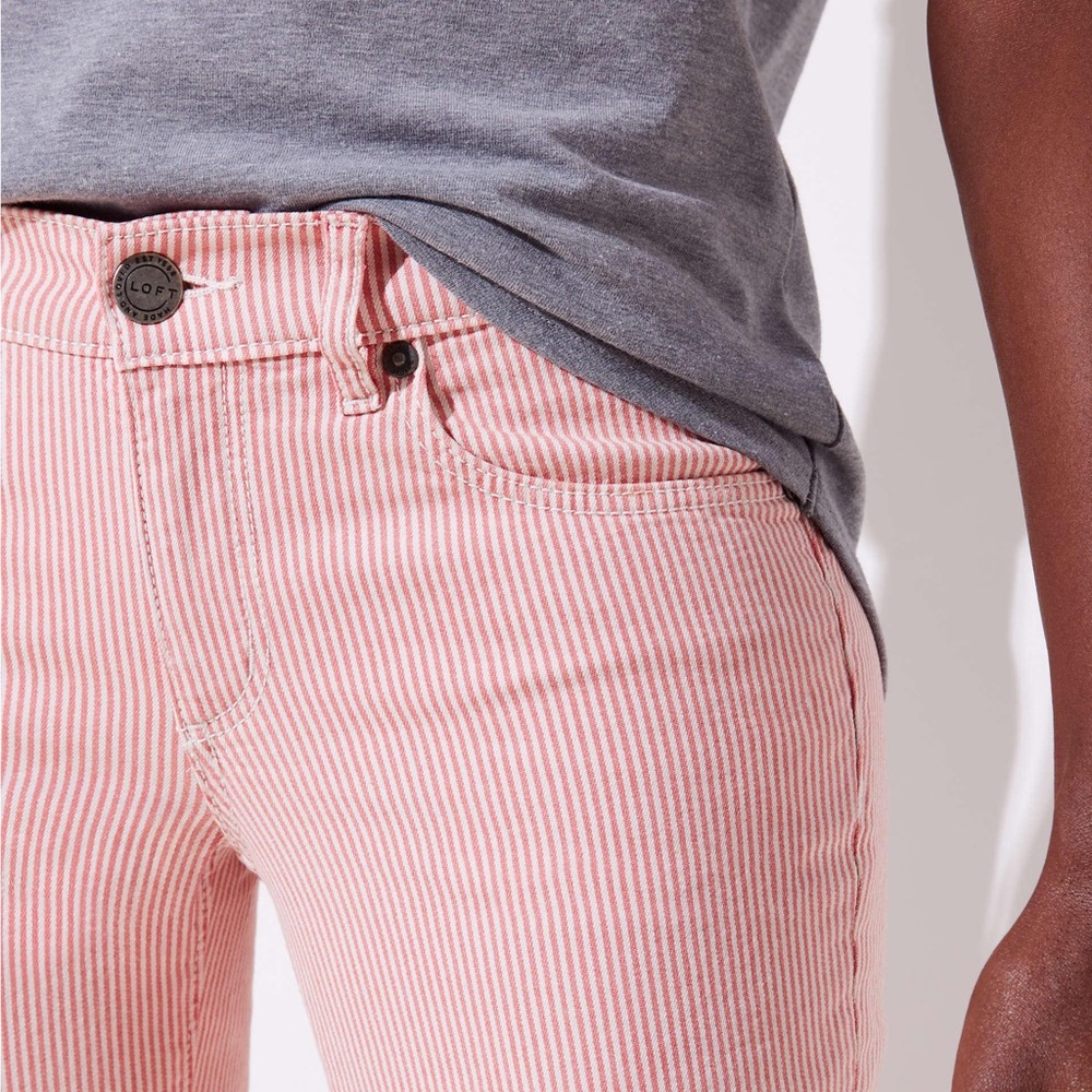 Loft Skinny Railroad Stripe Crop Jeans